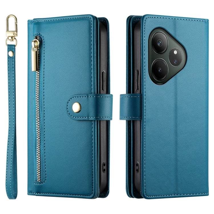 For Realme GT 6 Global Nine Card-slot Zipper Wallet Bag Leather Phone Case