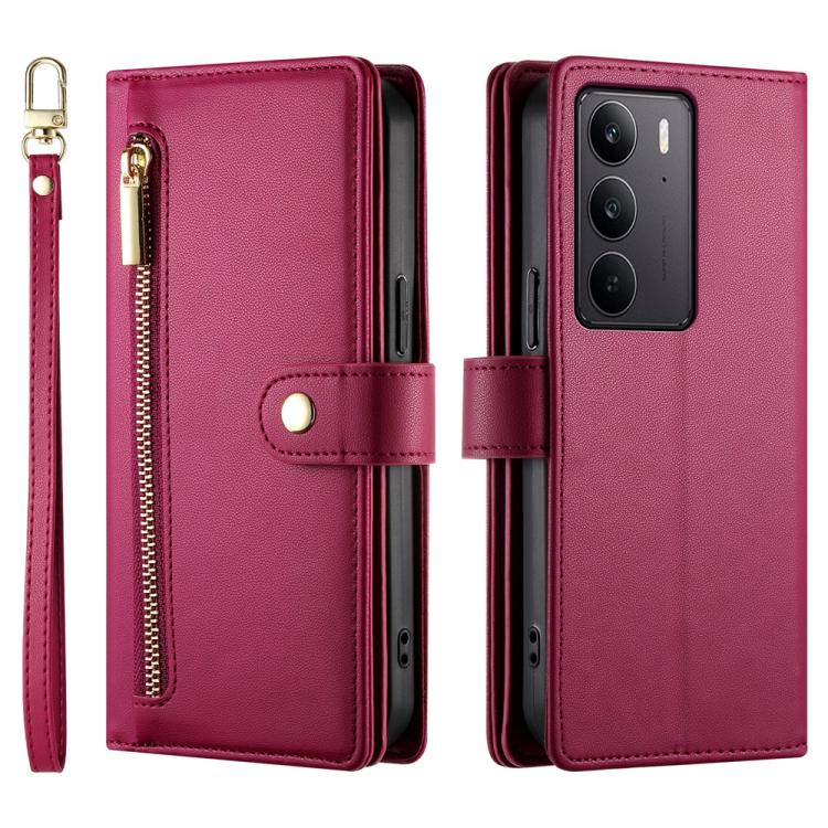 For Realme C75 / Realme 14x Nine Card-slot Zipper Wallet Bag Leather Phone Case