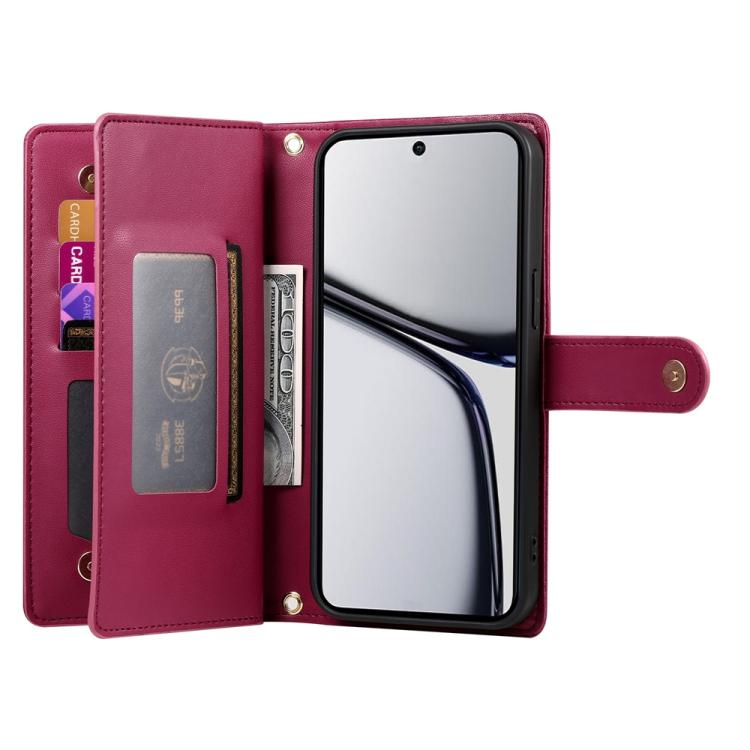 For Realme C75 / Realme 14x Nine Card-slot Zipper Wallet Bag Leather Phone Case