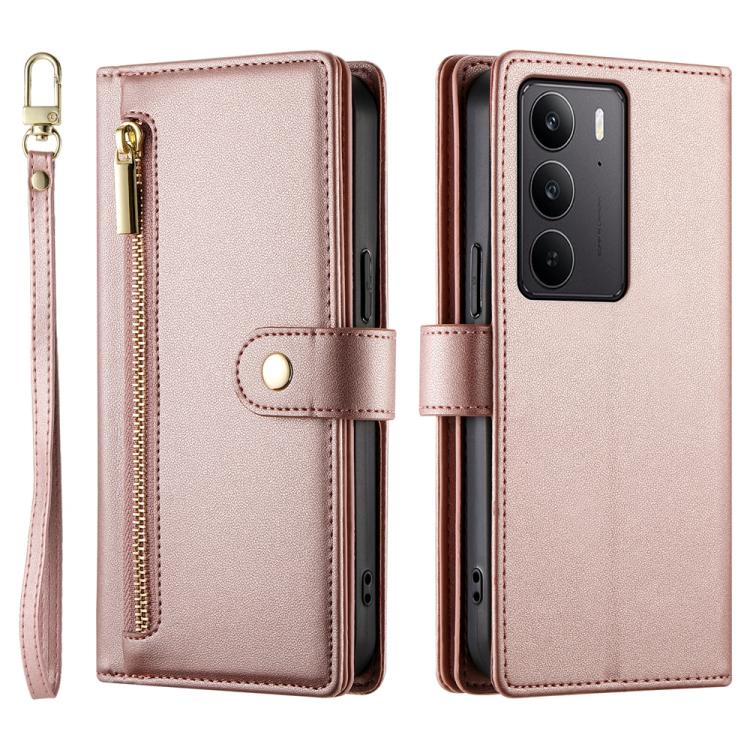 For Realme C75 / Realme 14x Nine Card-slot Zipper Wallet Bag Leather Phone Case