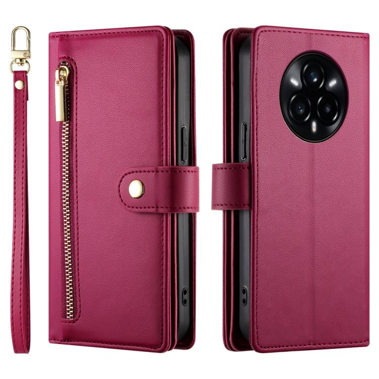 For Realme 14 Pro Nine Card-slot Zipper Wallet Bag Leather Phone Case
