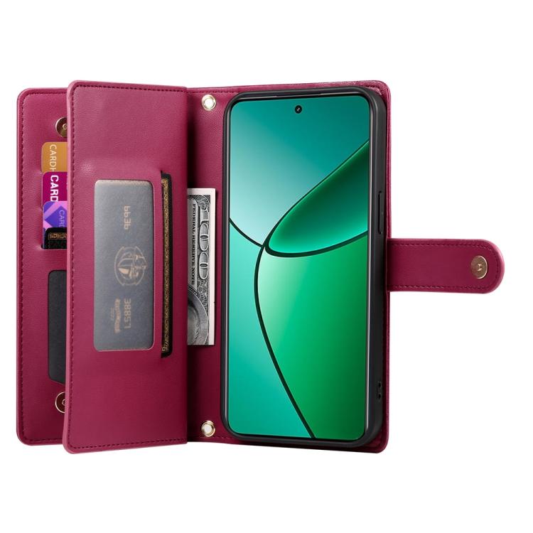 For Realme 14 Pro Nine Card-slot Zipper Wallet Bag Leather Phone Case