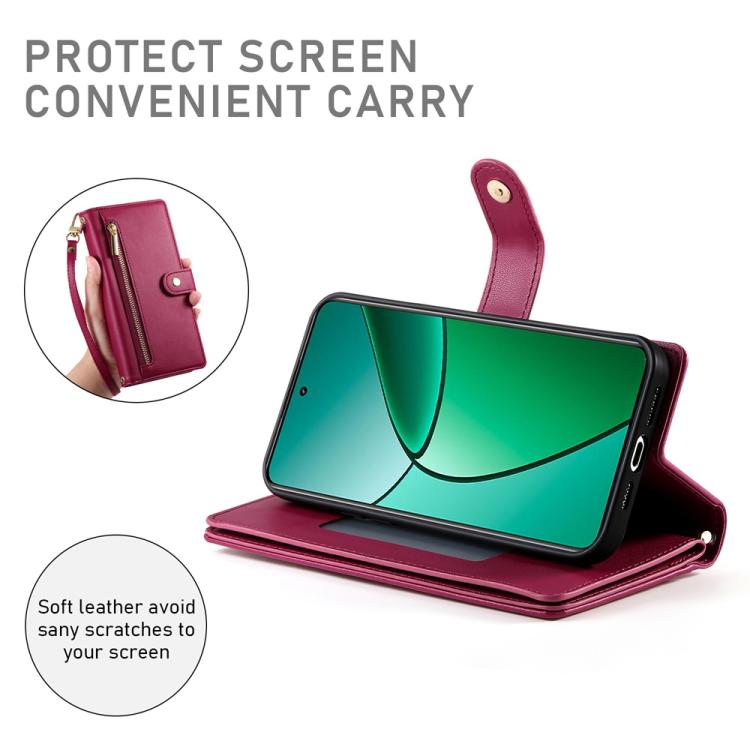 For Realme 14 Pro Nine Card-slot Zipper Wallet Bag Leather Phone Case