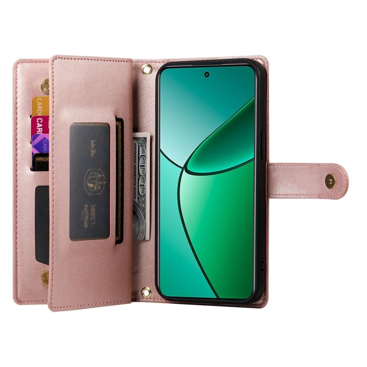 For Realme 14 Pro Nine Card-slot Zipper Wallet Bag Leather Phone Case