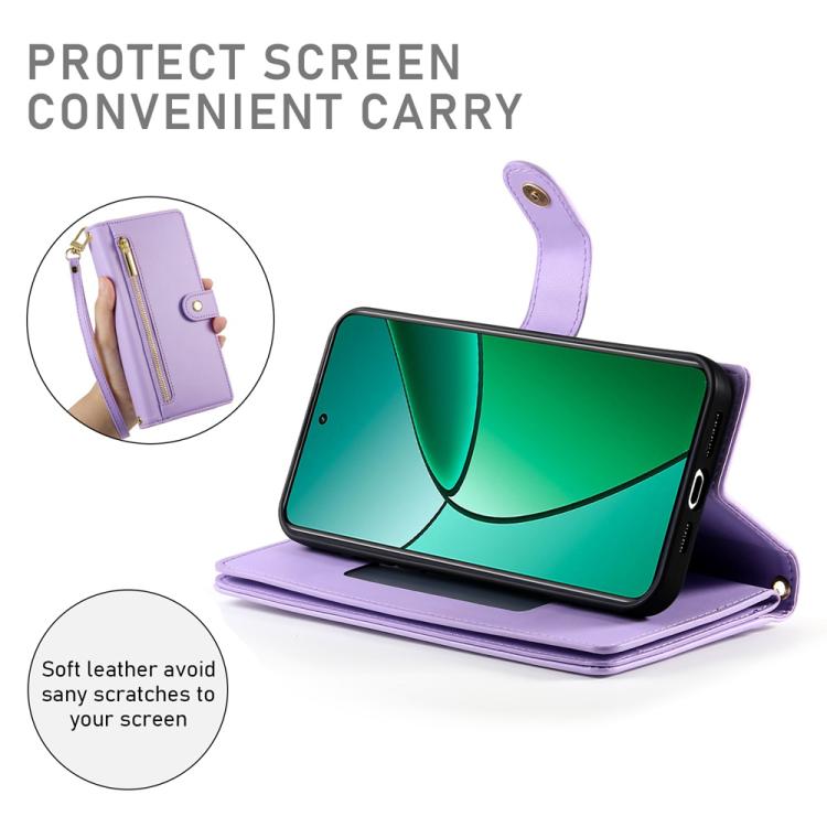 For Realme 14 Pro Nine Card-slot Zipper Wallet Bag Leather Phone Case
