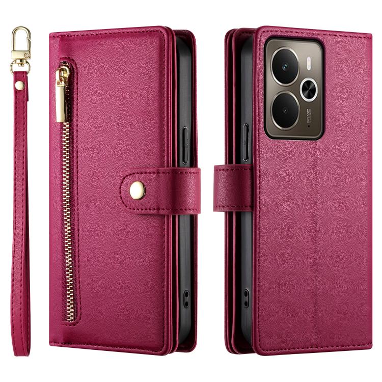 For Realme 14 / Realme P3 5G Nine Card-slot Zipper Wallet Bag Leather Phone Case