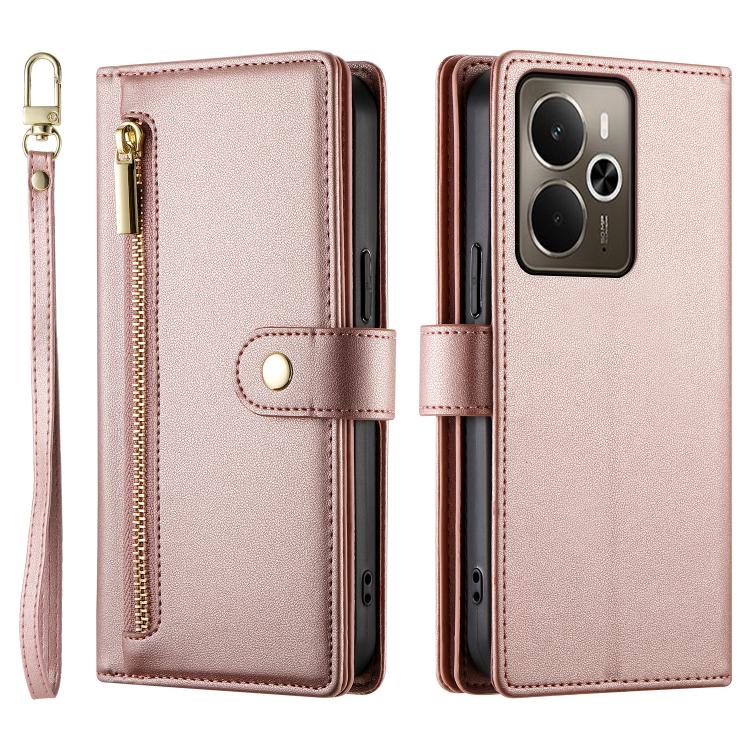 For Realme 14 / Realme P3 5G Nine Card-slot Zipper Wallet Bag Leather Phone Case