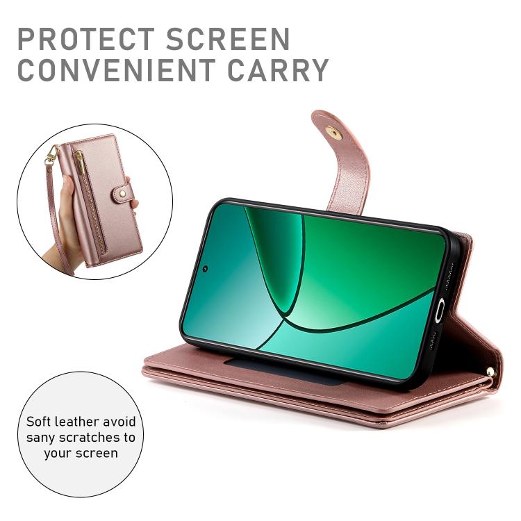 For Realme 14 / Realme P3 5G Nine Card-slot Zipper Wallet Bag Leather Phone Case