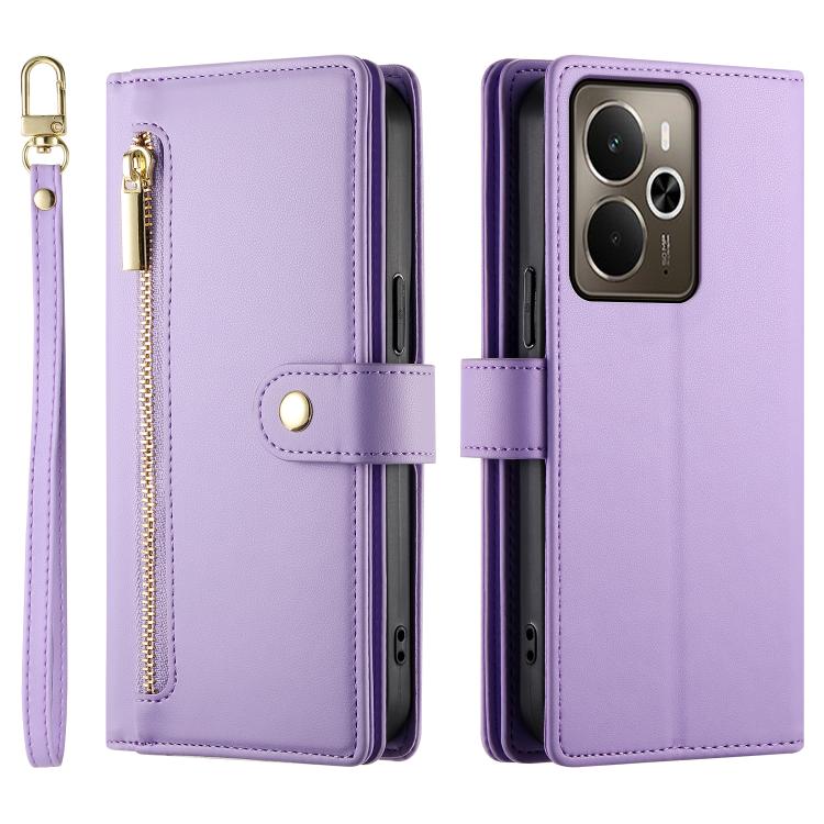 For Realme 14 / Realme P3 5G Nine Card-slot Zipper Wallet Bag Leather Phone Case