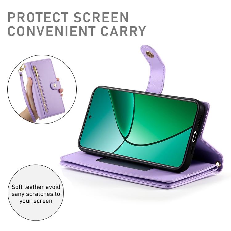 For Realme 14 / Realme P3 5G Nine Card-slot Zipper Wallet Bag Leather Phone Case