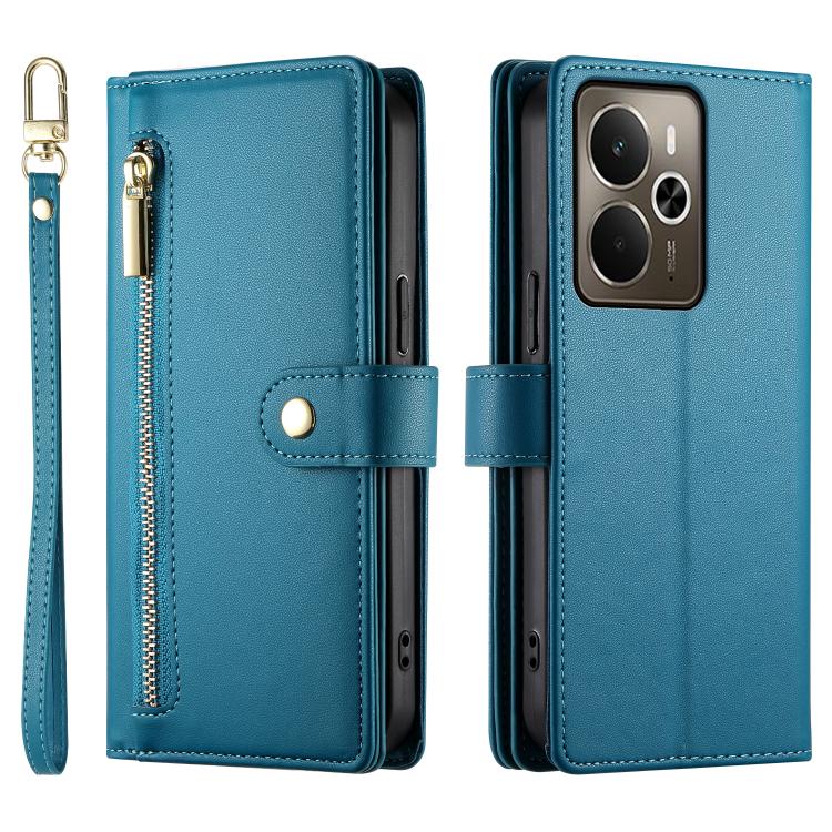 For Realme 14 / Realme P3 5G Nine Card-slot Zipper Wallet Bag Leather Phone Case
