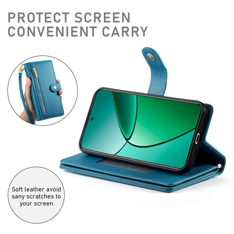 For Realme 14 / Realme P3 5G Nine Card-slot Zipper Wallet Bag Leather Phone Case