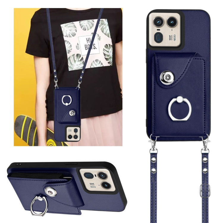 For Motorola Edge 50 Ultra EU Version Organ Card Bag Ring Holder Phone Case with Long Lanyard