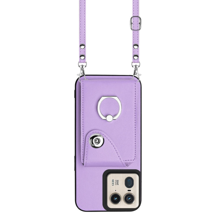 For Motorola Edge 50 Ultra EU Version Organ Card Bag Ring Holder Phone Case with Long Lanyard
