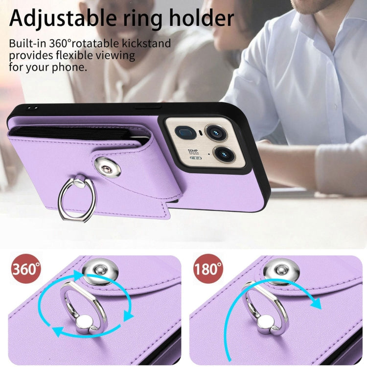 For Motorola Edge 50 Ultra EU Version Organ Card Bag Ring Holder Phone Case with Long Lanyard
