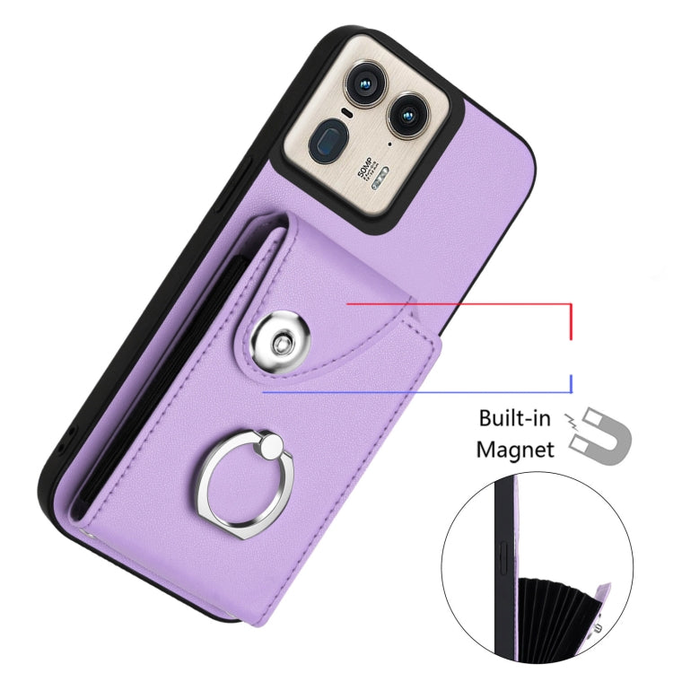 For Motorola Edge 50 Ultra EU Version Organ Card Bag Ring Holder Phone Case with Long Lanyard