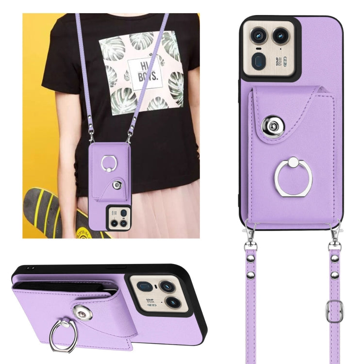 For Motorola Edge 50 Ultra EU Version Organ Card Bag Ring Holder Phone Case with Long Lanyard
