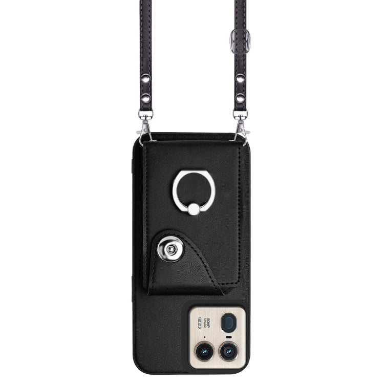 For Motorola Edge 50 Ultra EU Version Organ Card Bag Ring Holder Phone Case with Long Lanyard