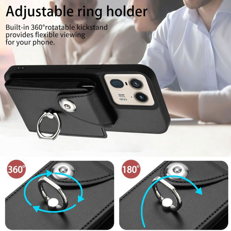 For Motorola Edge 50 Ultra EU Version Organ Card Bag Ring Holder Phone Case with Long Lanyard