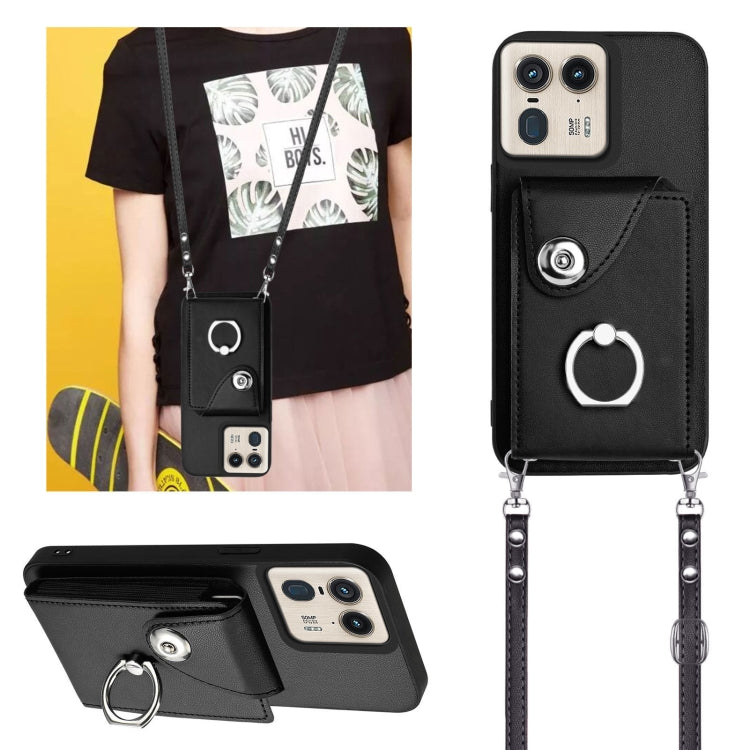 For Motorola Edge 50 Ultra EU Version Organ Card Bag Ring Holder Phone Case with Long Lanyard