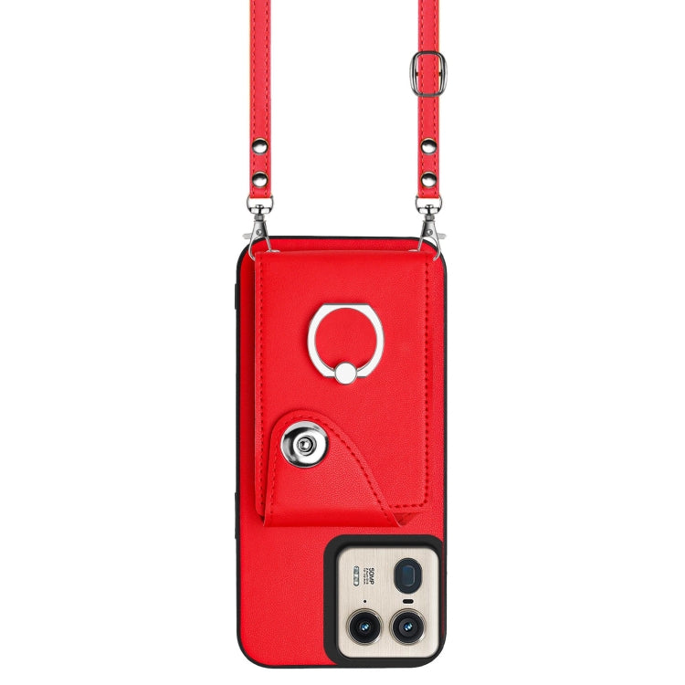For Motorola Edge 50 Ultra EU Version Organ Card Bag Ring Holder Phone Case with Long Lanyard