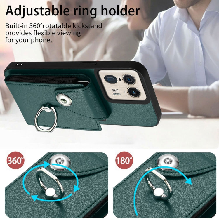 For Motorola Edge 50 Ultra EU Version Organ Card Bag Ring Holder Phone Case with Long Lanyard