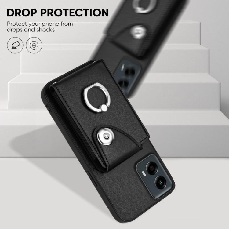 For Motorola Moto G 5G 2024 Organ Card Bag Ring Holder Phone Case with Long Lanyard
