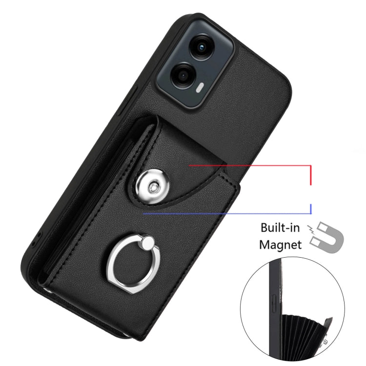 For Motorola Moto G 5G 2024 Organ Card Bag Ring Holder Phone Case with Long Lanyard