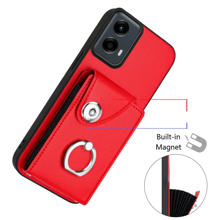For Motorola Moto G 5G 2024 Organ Card Bag Ring Holder Phone Case with Long Lanyard