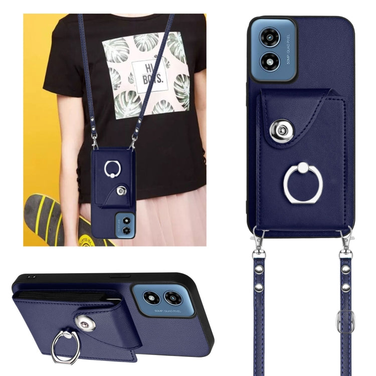 For Motorola Moto G Play 2024 5G Organ Card Bag Ring Holder Phone Case with Long Lanyard