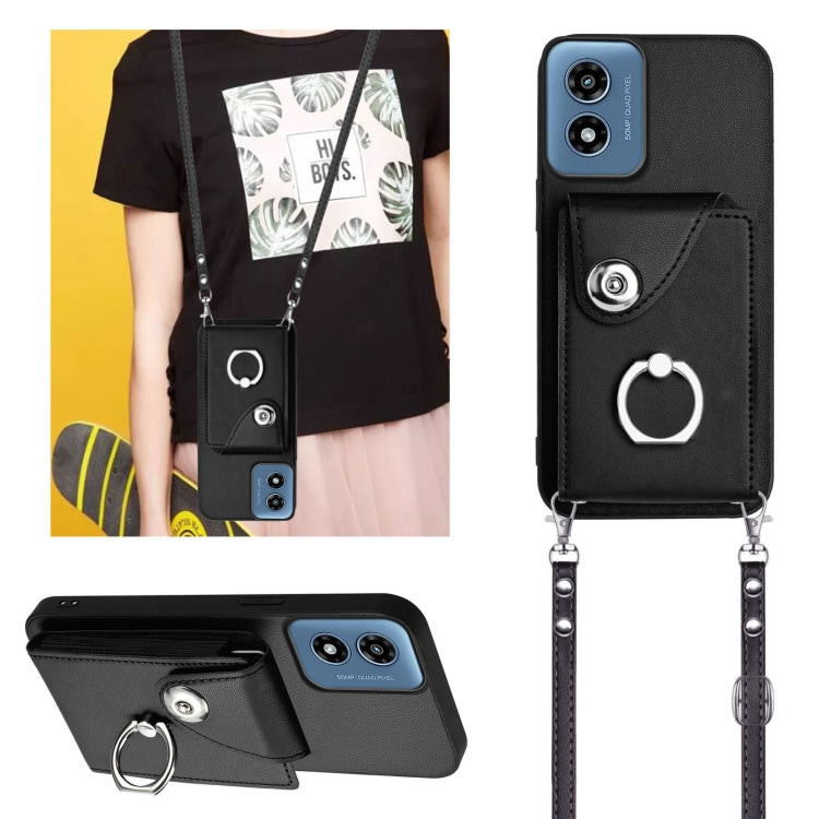 For Motorola Moto G Play 2024 5G Organ Card Bag Ring Holder Phone Case with Long Lanyard
