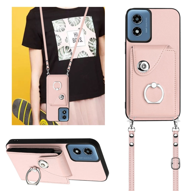 For Motorola Moto G Play 2024 5G Organ Card Bag Ring Holder Phone Case with Long Lanyard