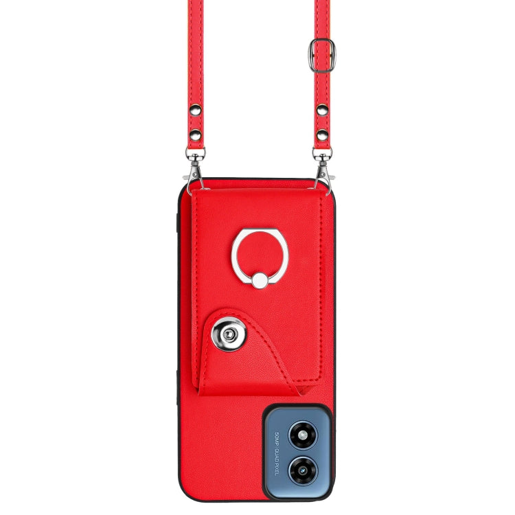 For Motorola Moto G Play 2024 5G Organ Card Bag Ring Holder Phone Case with Long Lanyard