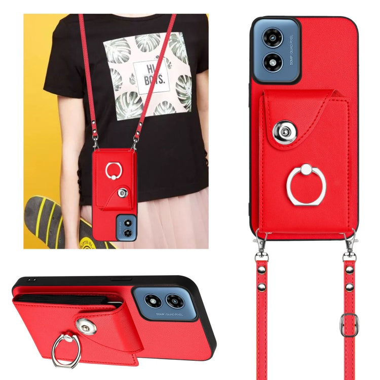 For Motorola Moto G Play 2024 5G Organ Card Bag Ring Holder Phone Case with Long Lanyard