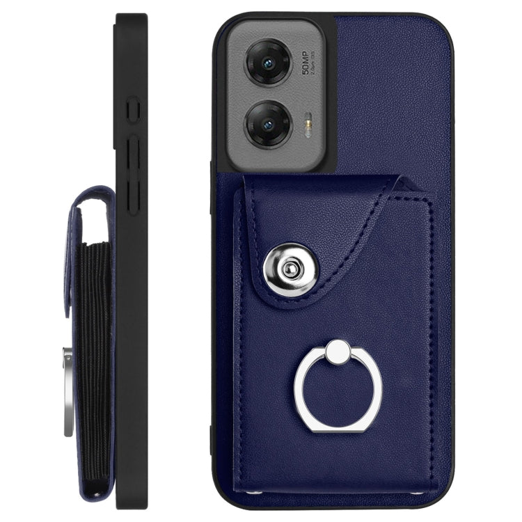 For Motorola Moto G Stylus 5G 2024 Organ Card Bag Ring Holder Phone Case with Long Lanyard
