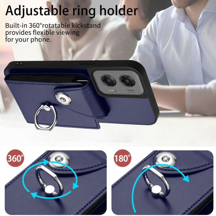 For Motorola Moto G Stylus 5G 2024 Organ Card Bag Ring Holder Phone Case with Long Lanyard