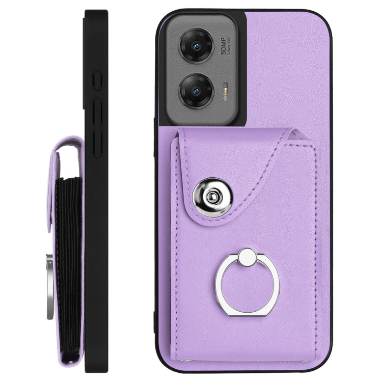 For Motorola Moto G Stylus 5G 2024 Organ Card Bag Ring Holder Phone Case with Long Lanyard