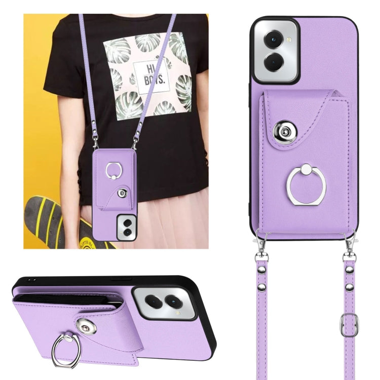 For Motorola Moto G Stylus 5G 2024 Organ Card Bag Ring Holder Phone Case with Long Lanyard