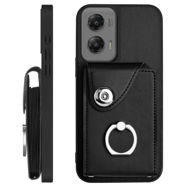 For Motorola Moto G Stylus 5G 2024 Organ Card Bag Ring Holder Phone Case with Long Lanyard