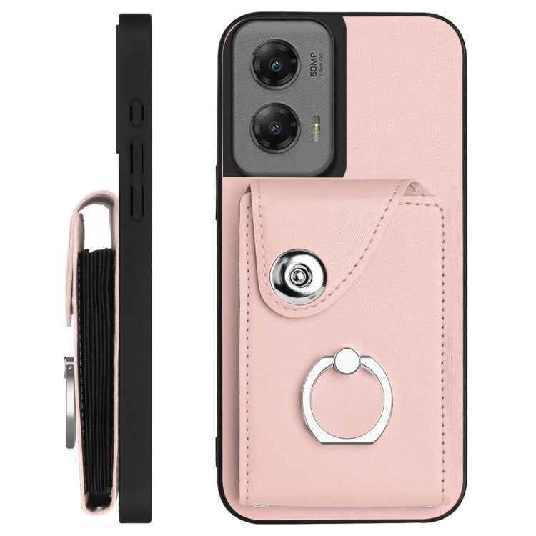 For Motorola Moto G Stylus 5G 2024 Organ Card Bag Ring Holder Phone Case with Long Lanyard
