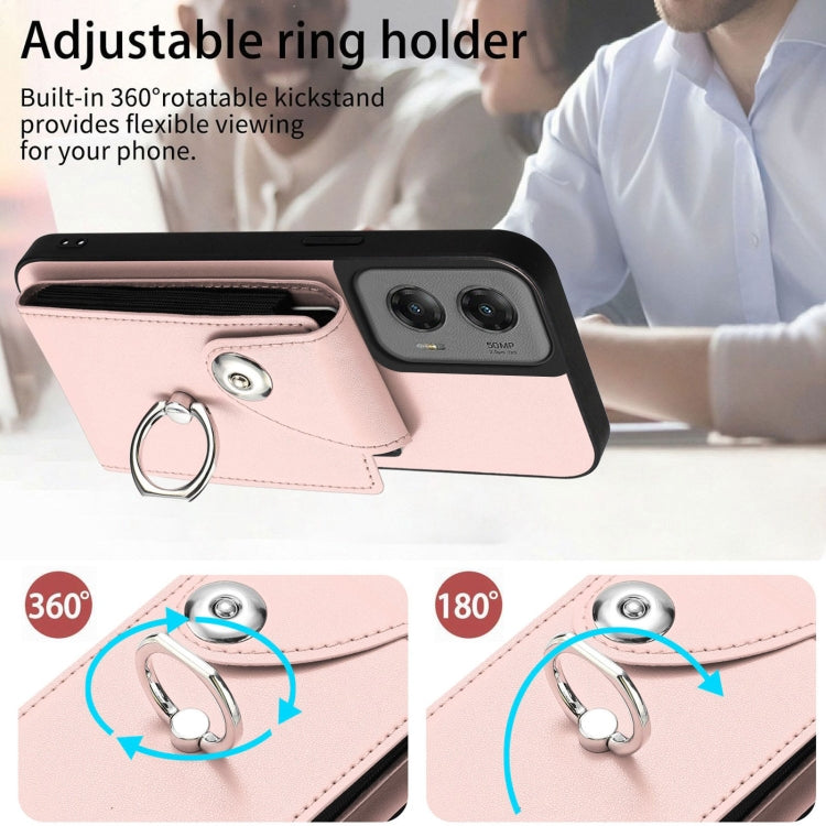 For Motorola Moto G Stylus 5G 2024 Organ Card Bag Ring Holder Phone Case with Long Lanyard
