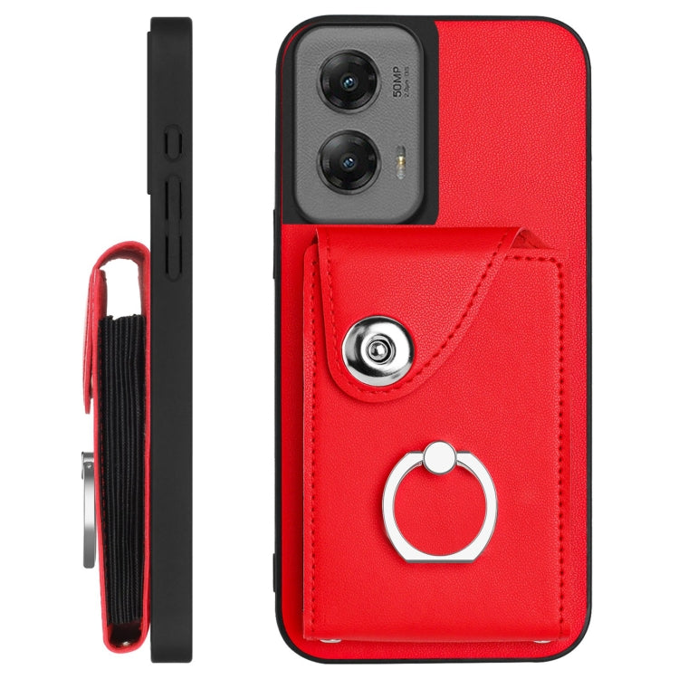 For Motorola Moto G Stylus 5G 2024 Organ Card Bag Ring Holder Phone Case with Long Lanyard