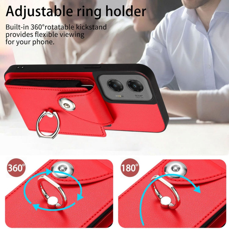 For Motorola Moto G Stylus 5G 2024 Organ Card Bag Ring Holder Phone Case with Long Lanyard