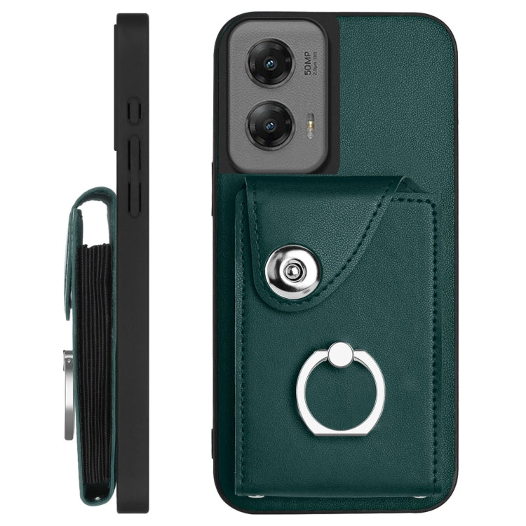 For Motorola Moto G Stylus 5G 2024 Organ Card Bag Ring Holder Phone Case with Long Lanyard