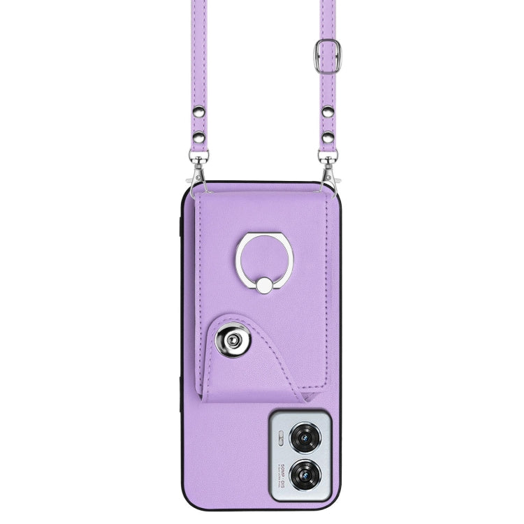 For Motorola Edge 50 Fusion Global Organ Card Bag Ring Holder Phone Case with Long Lanyard