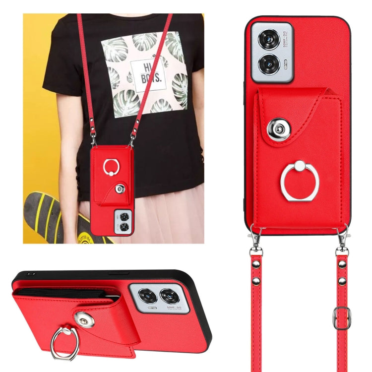 For Motorola Edge 50 Fusion Global Organ Card Bag Ring Holder Phone Case with Long Lanyard