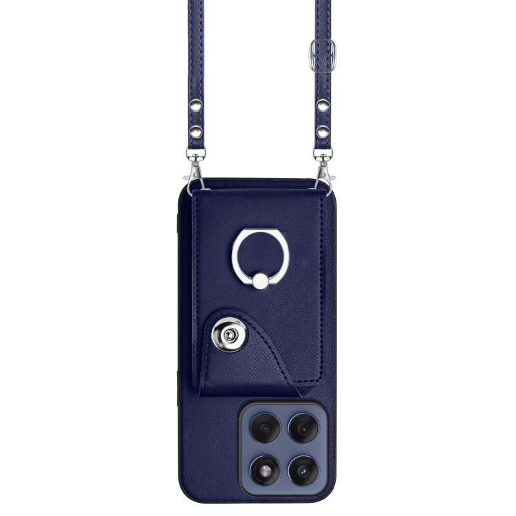 For Motorola Edge 60 Fusion / Edge 60 Organ Card Bag Ring Holder Phone Case with Long Lanyard