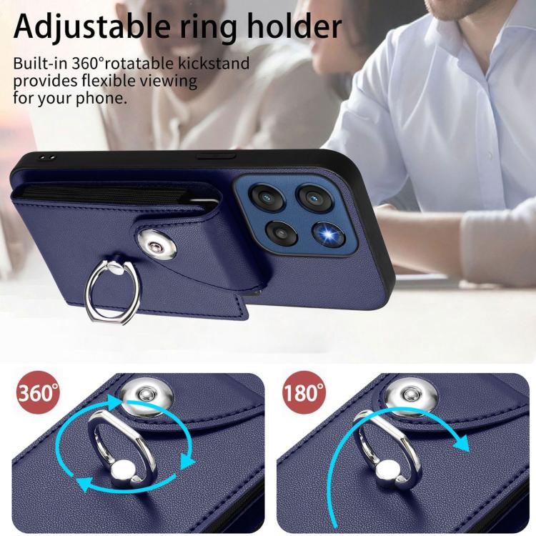 For Motorola Edge 60 Fusion / Edge 60 Organ Card Bag Ring Holder Phone Case with Long Lanyard