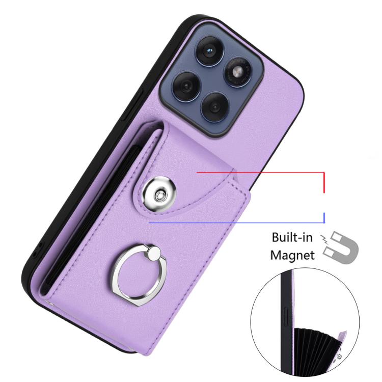 For Motorola Edge 60 Fusion / Edge 60 Organ Card Bag Ring Holder Phone Case with Long Lanyard