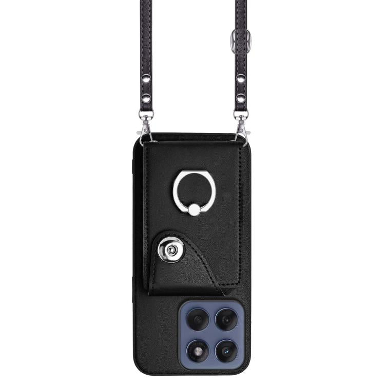 For Motorola Edge 60 Fusion / Edge 60 Organ Card Bag Ring Holder Phone Case with Long Lanyard